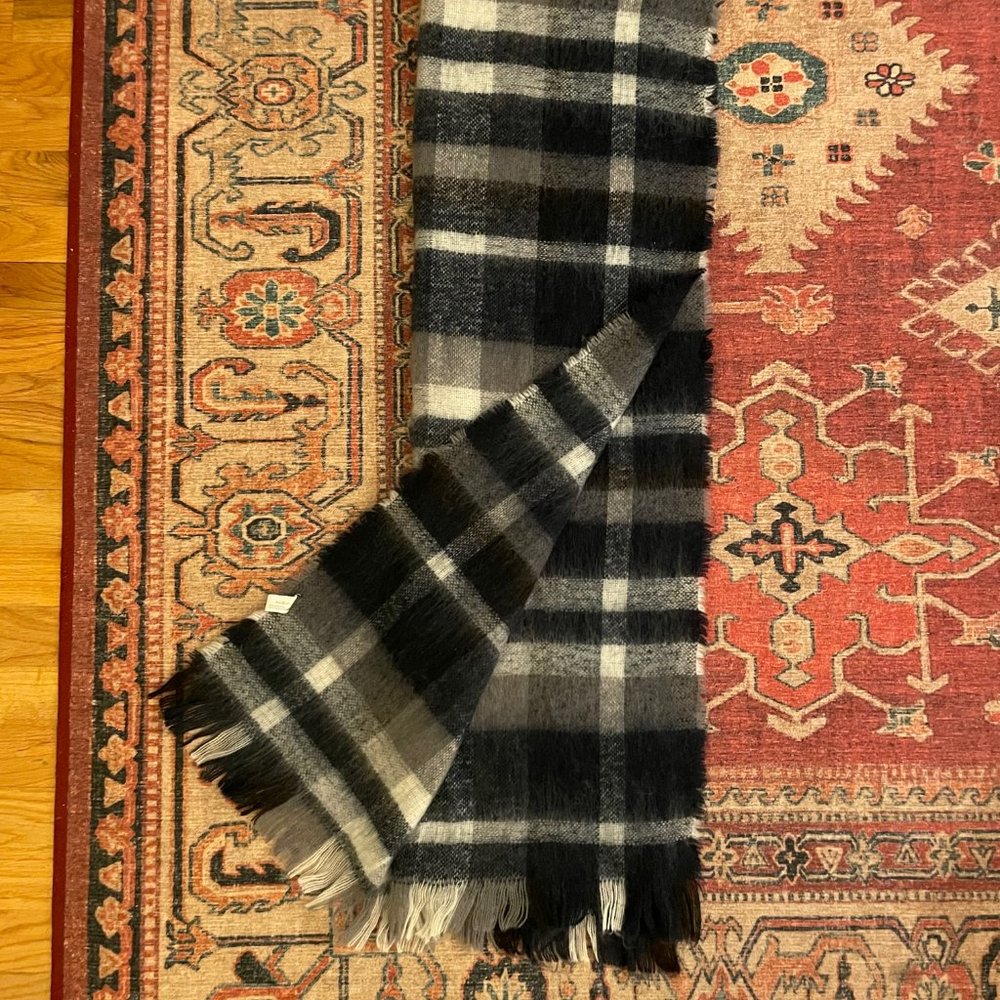 Blue plaid blanket scarf